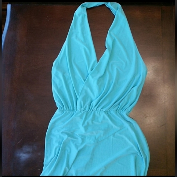Turquoise halter dress - Picture 2 of 5